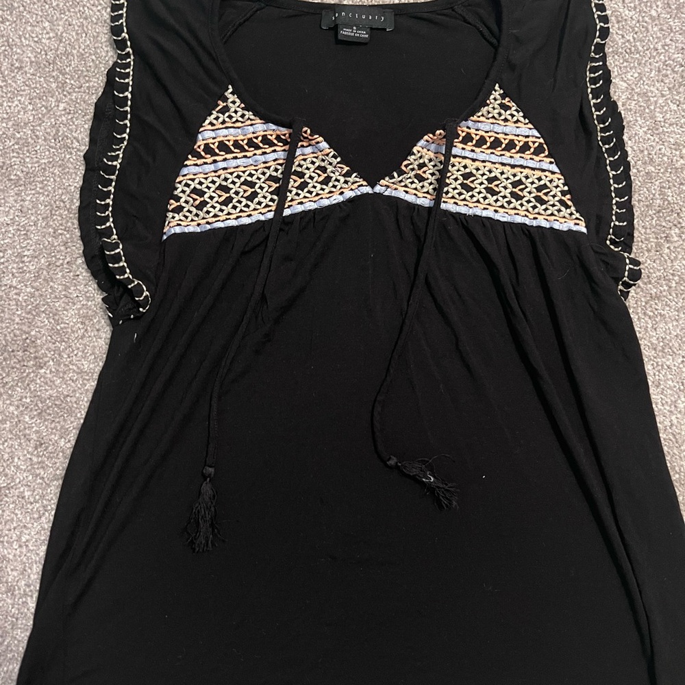Black Embroidered Women's Top
